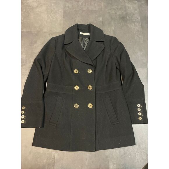 Michael Kors Jackets & Blazers - Michael Kors Black Double-Breasted Peacoat with‎ Gold Buttons size 14 B-221